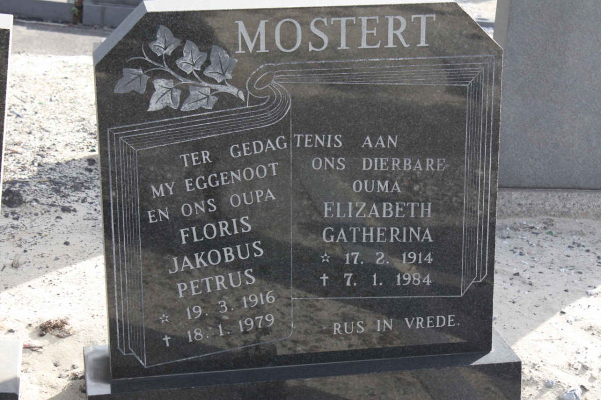 MOSTERT Floris Jakobus Petrus 1916-1979 &amp; Elizabeth Catherina 1914-1984