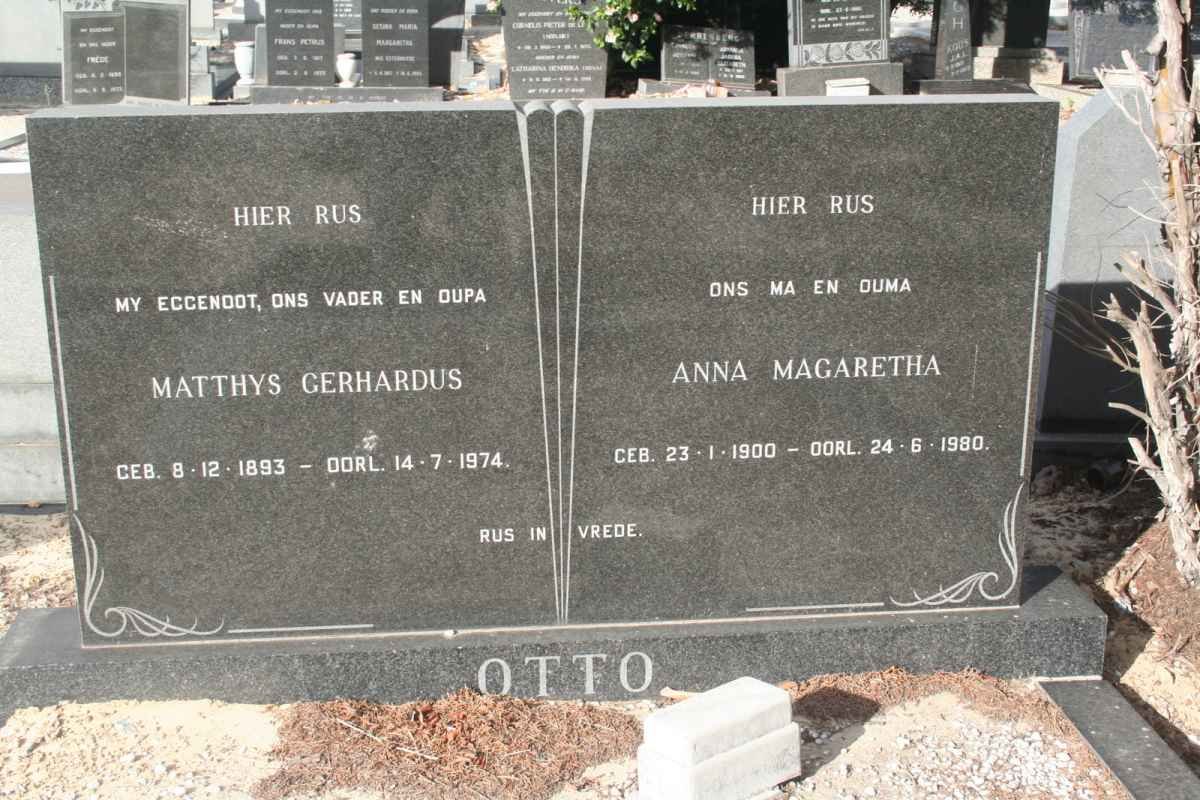 OTTO Matthys Gerhardus 1893-1974 &amp; Anna Magaretha 1900-1980