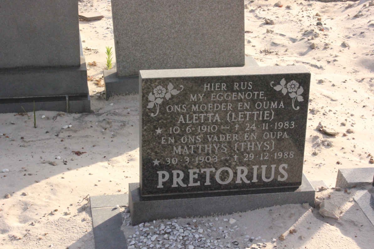 PRETORIUS Matthys 1903-1988 &amp; Aletta 1910-1983