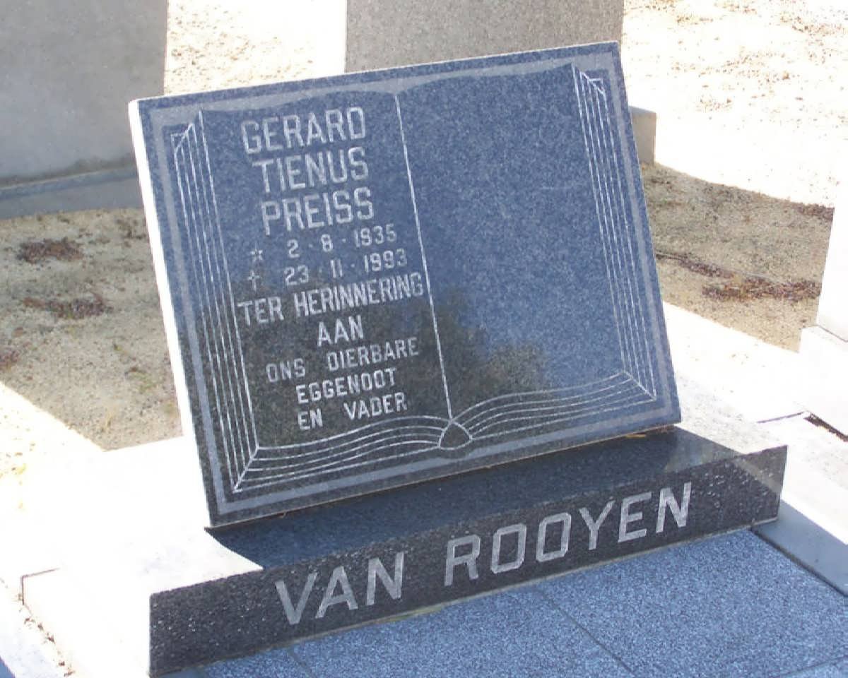 ROOYEN Gerard Tienus Preiss, van 1935-1993