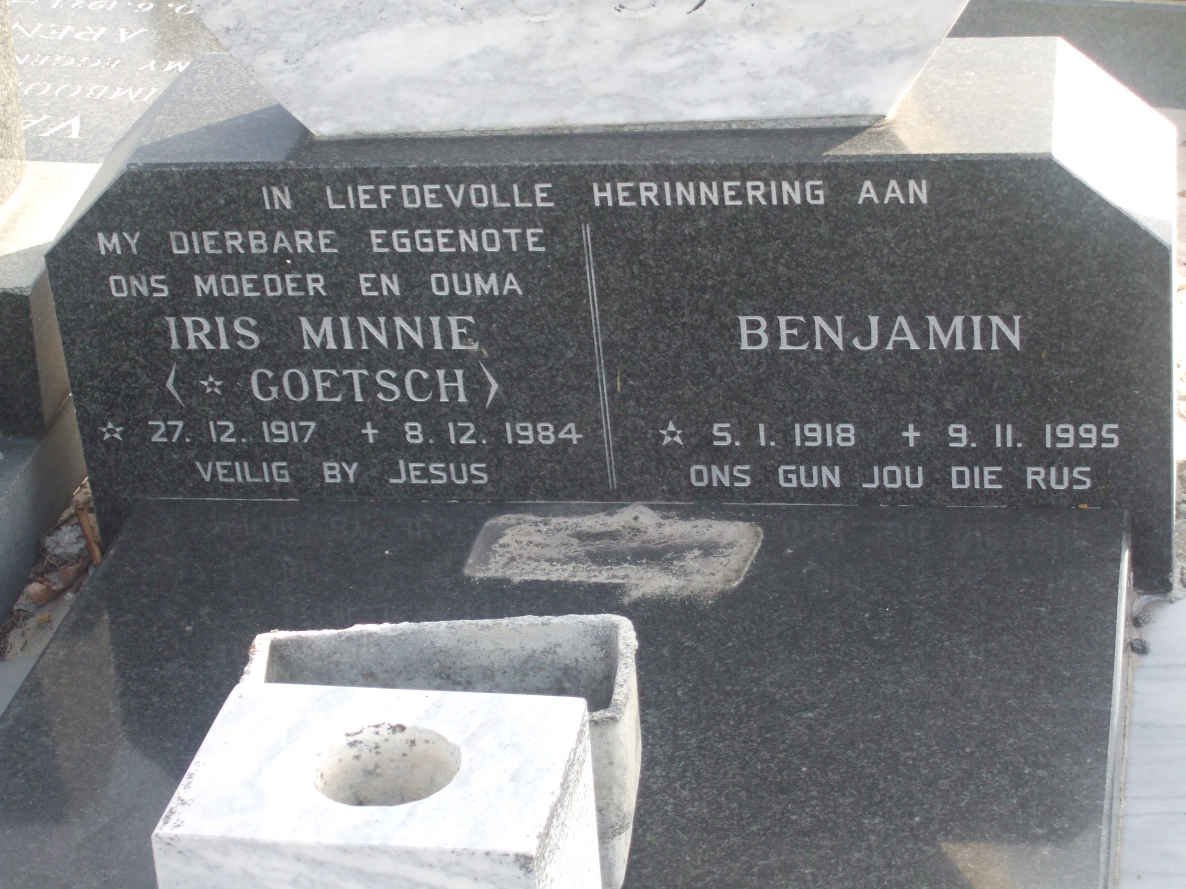 ROUX Benjamin 1918-1995 &amp; Iris Minnie GOETSCHE 1917-1984