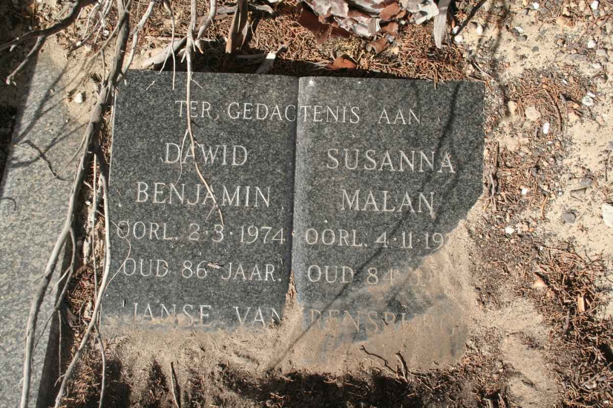 RENSBURG Dawid Benjamin, Janse van -1974 &amp; Susanna Malan 19??