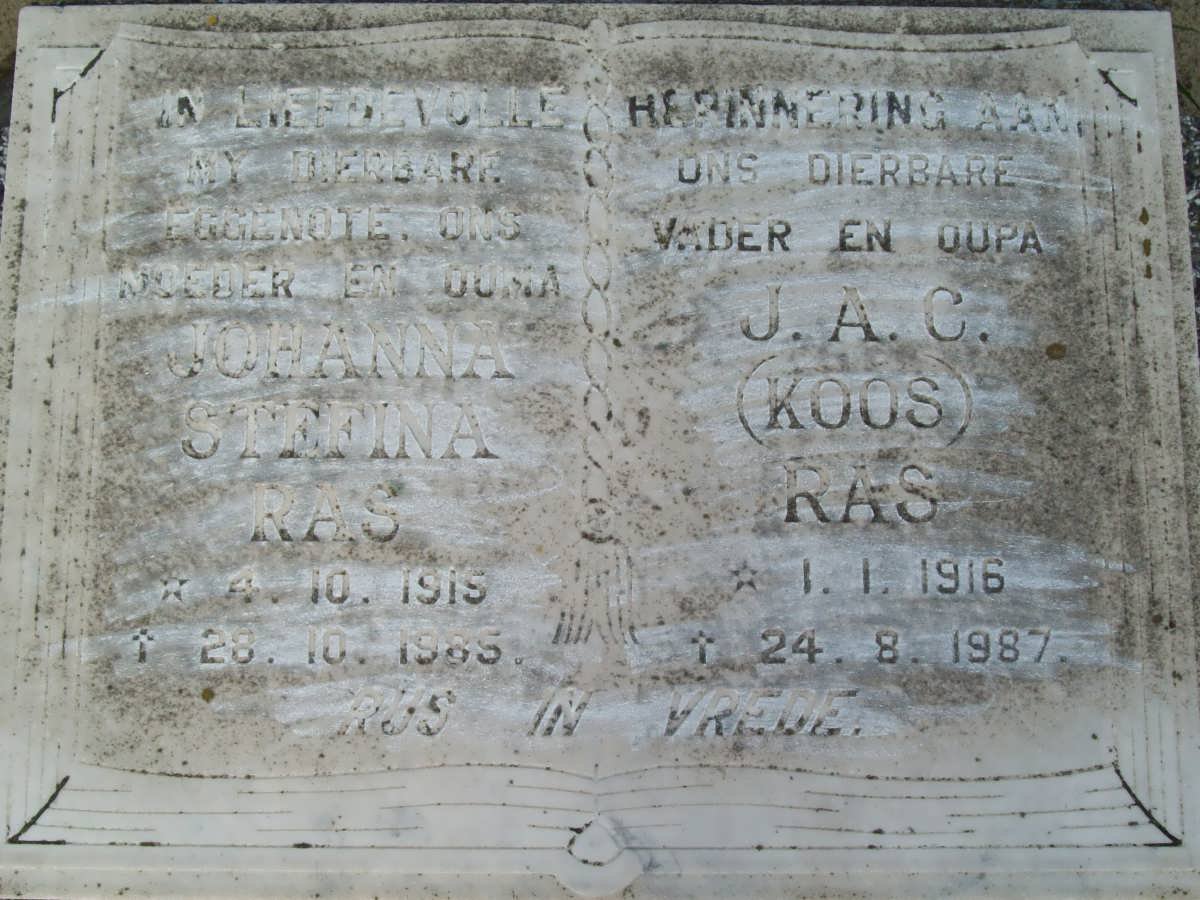 RAS J.A.C. 1916-1987 &amp; Johannes Stefina 1915-1985