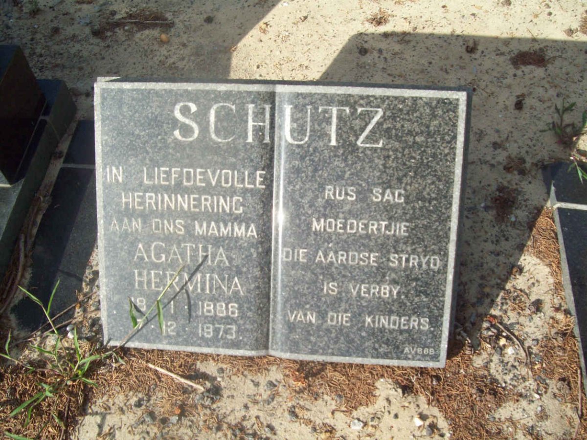 SCHUTZ Agatha Hermina 1886-1973