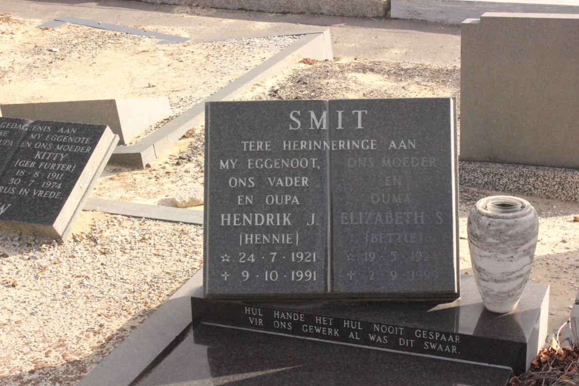 SMIT Hendrik J. 1921-1991 &amp; Elizabeth S. 1927-1997