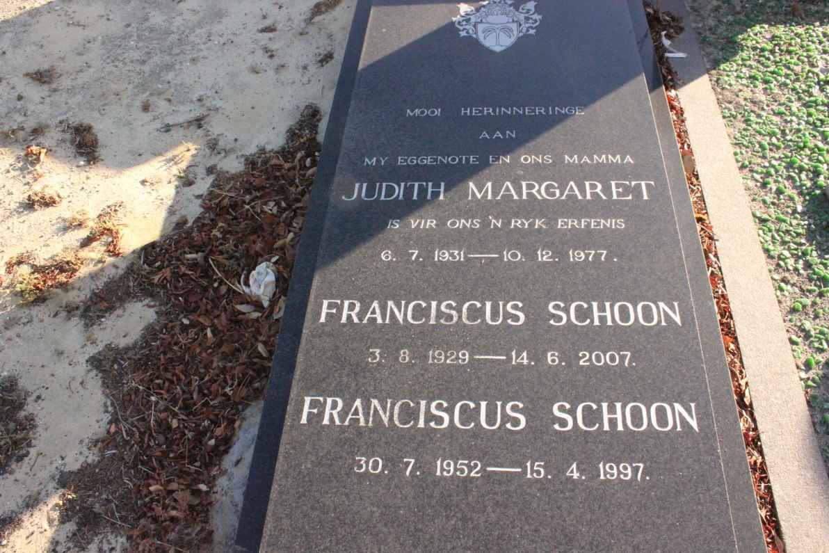 SCHOON Franciscus 1929-2007 &amp; Judith Margaret 1931-1977 :: SCHOON Franciscus 1952-1997