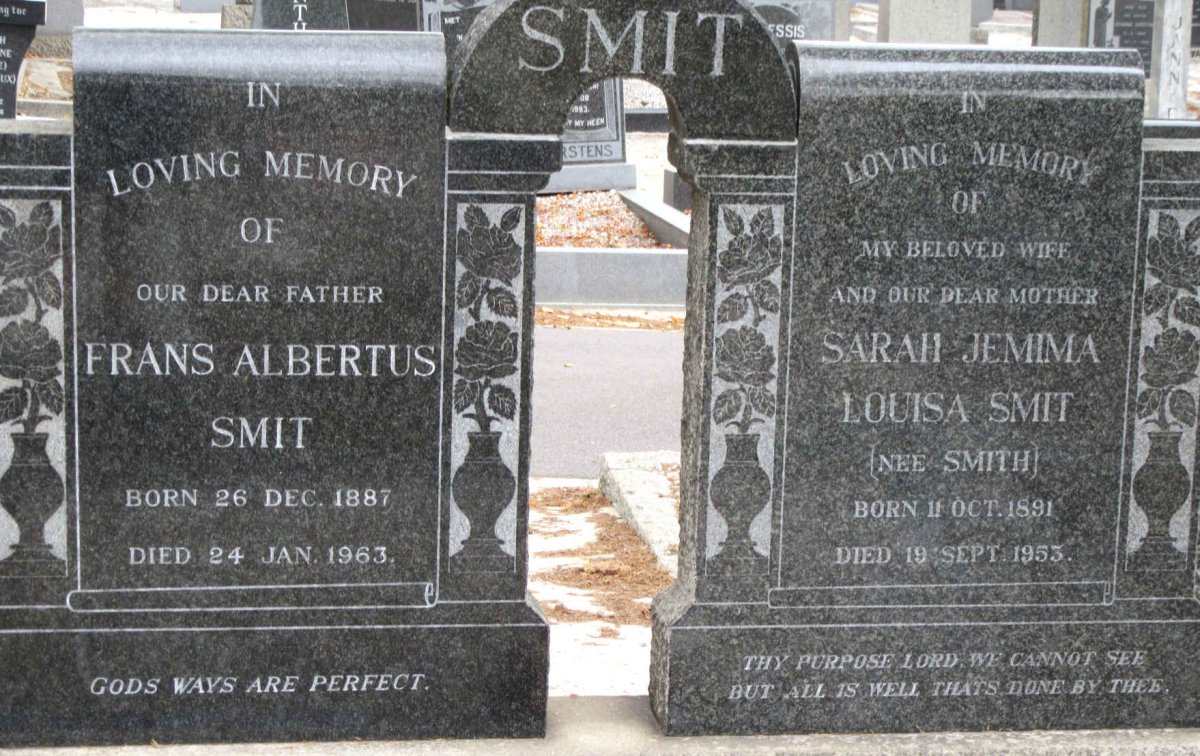 SMIT Frans Albertus 1887-1963 &amp; Sarah Jemima Louisa SMITH 1891-1953