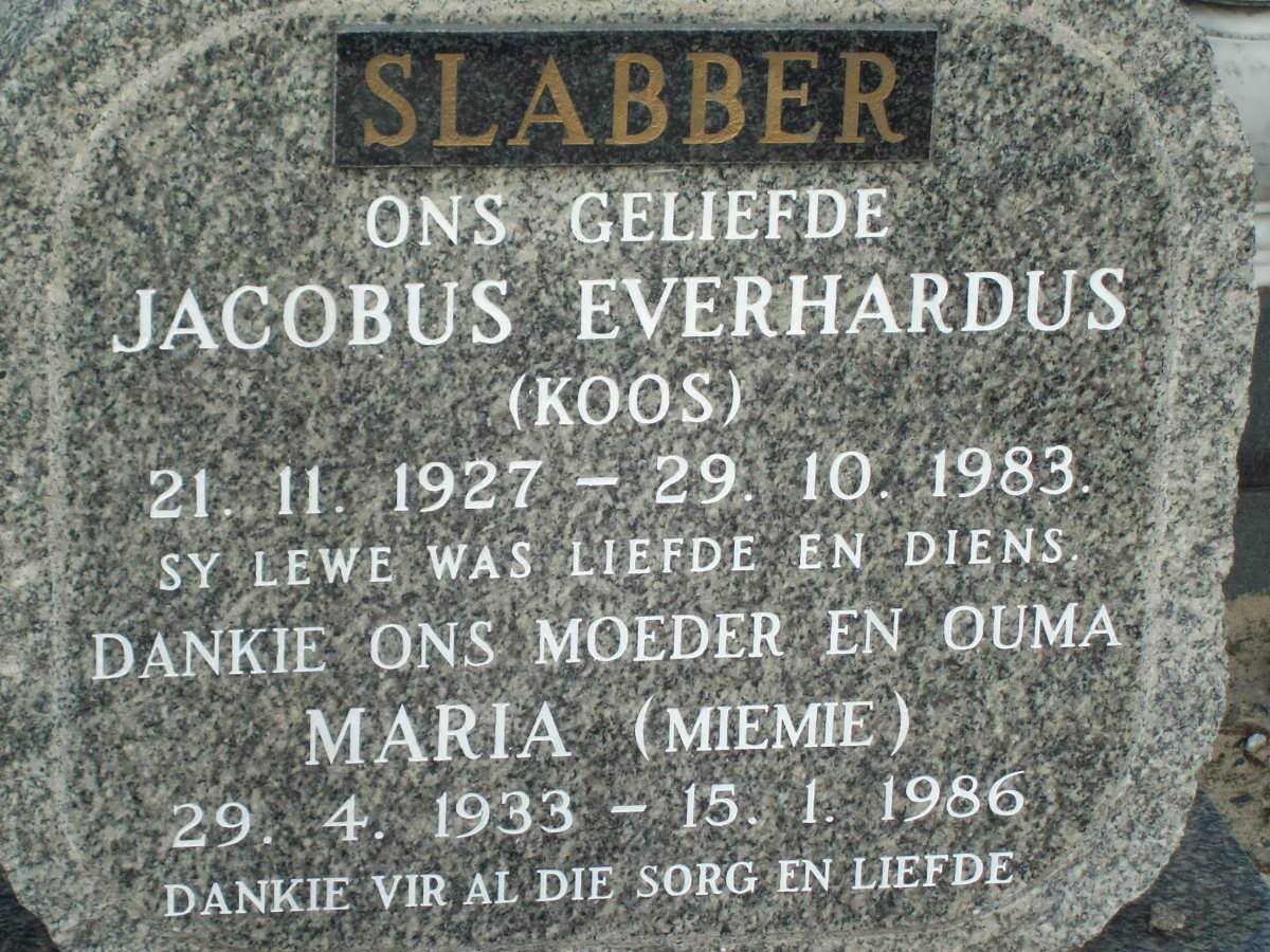 SLABBER Jacobus Everhardus 1927-1983 &amp; Maria 1933-1986