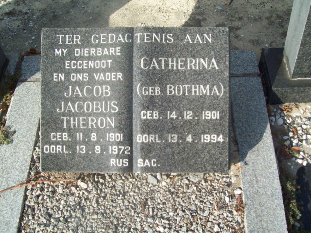 THERON Jacob Jacobus 1901-1972 &amp; Catherina BOTHMA 1901-1994