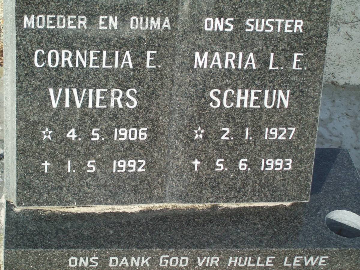 VIVIERS Cornelia E. 1906-1992 :: SCHEUN Maria L.E. 1927-1993