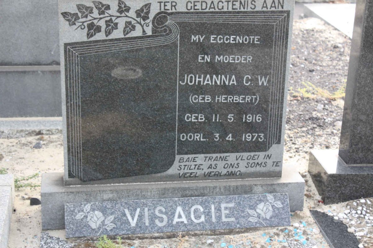 VISAGIE Johanna C.W. nee HERBERT 1916-1973