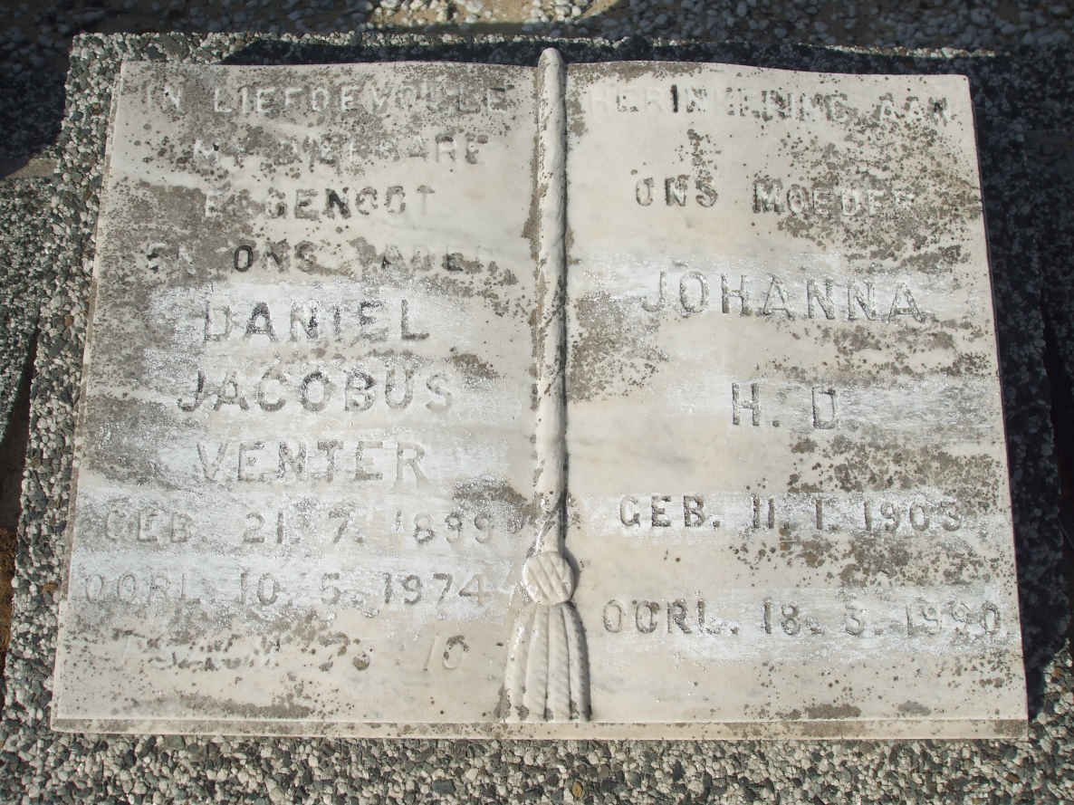 VENTER Daniel Jacobus 1899-1974 &amp; Johanna H.D. 1903-1990
