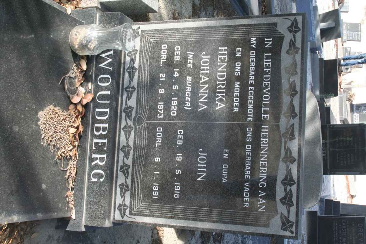 WOUDBERG John 1918-1991 &amp; Hendrika Johanna BURGER 1920-1973