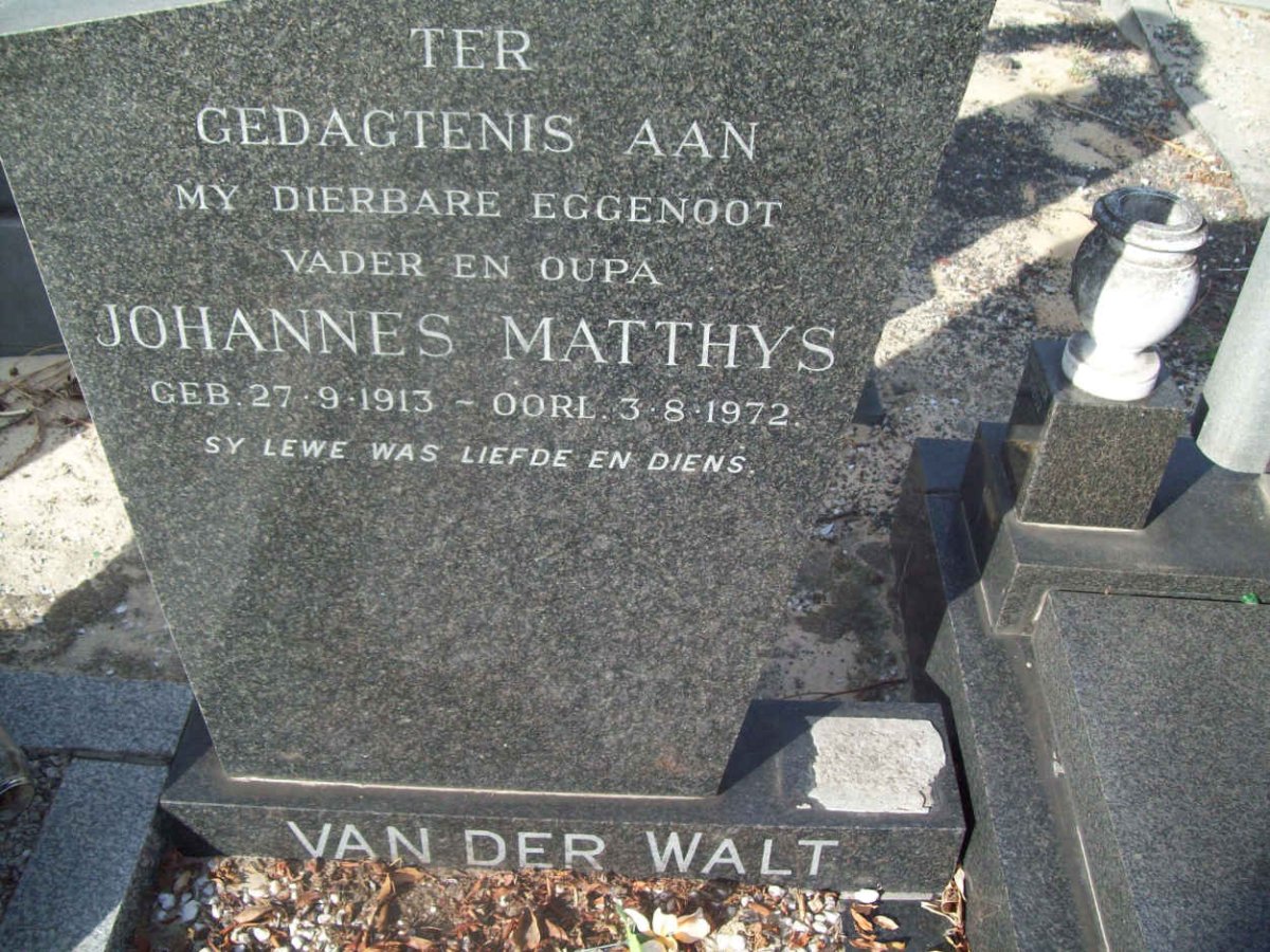 WALT Johannes Matthys, van der 1913-1972