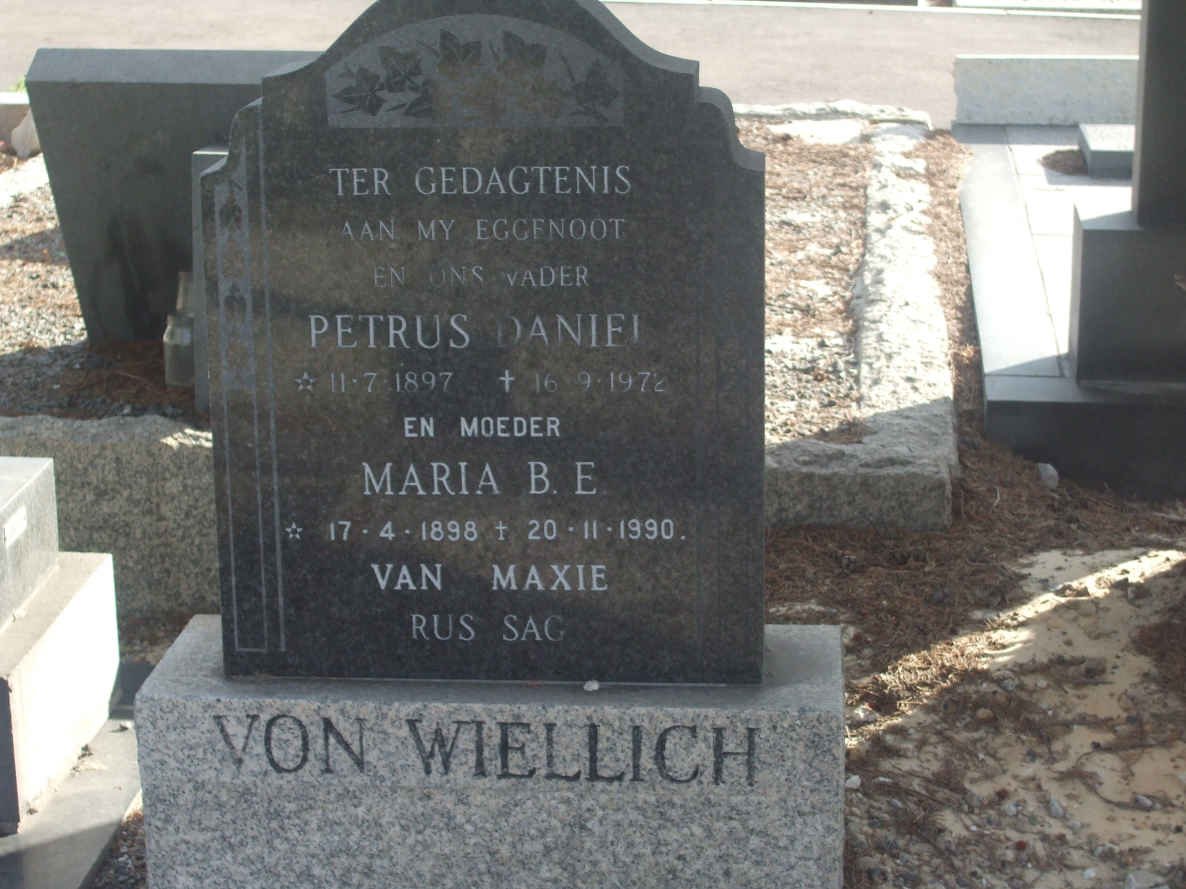 WIELLICH Petrus Daniel, von 1897-1972 &amp; Maria B.E. 1898-1990
