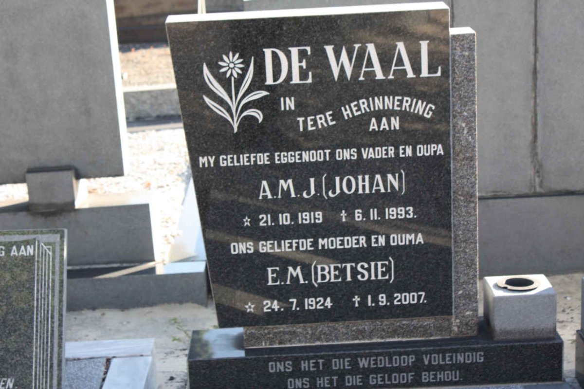 WAAL A.M.J., de 1919-1993 &amp; E.M. 1924-2007