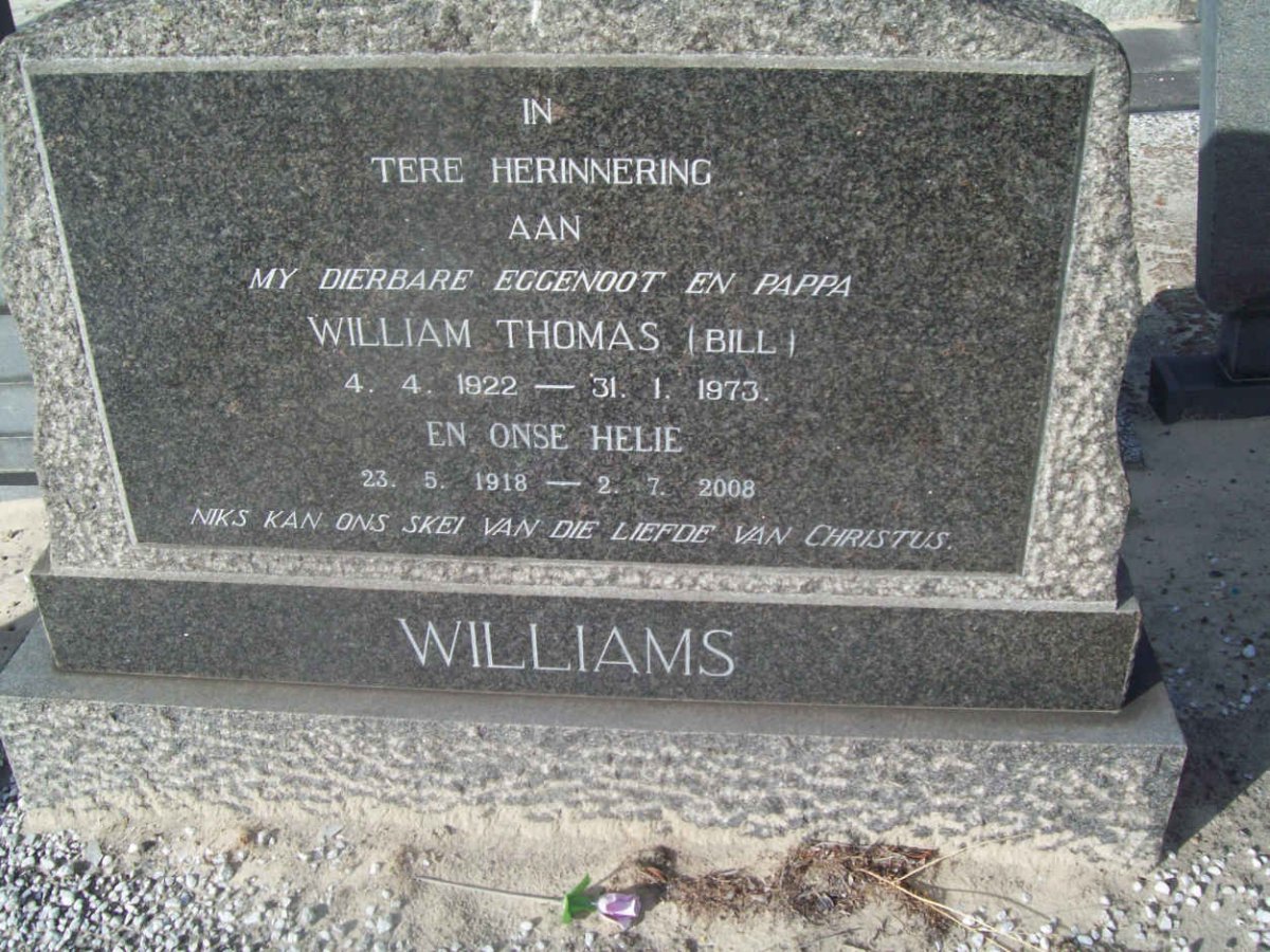 WILLIAMS William Thomas 1922-1973 &amp; Helie 1918-2008