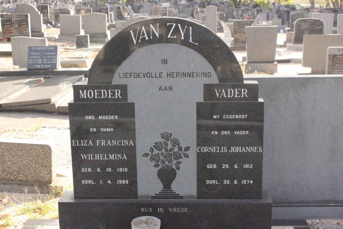 ZYL Cornelis Johannes, van 1912-1974 &amp; Eliza Francina Wilhelmina 1910-1989