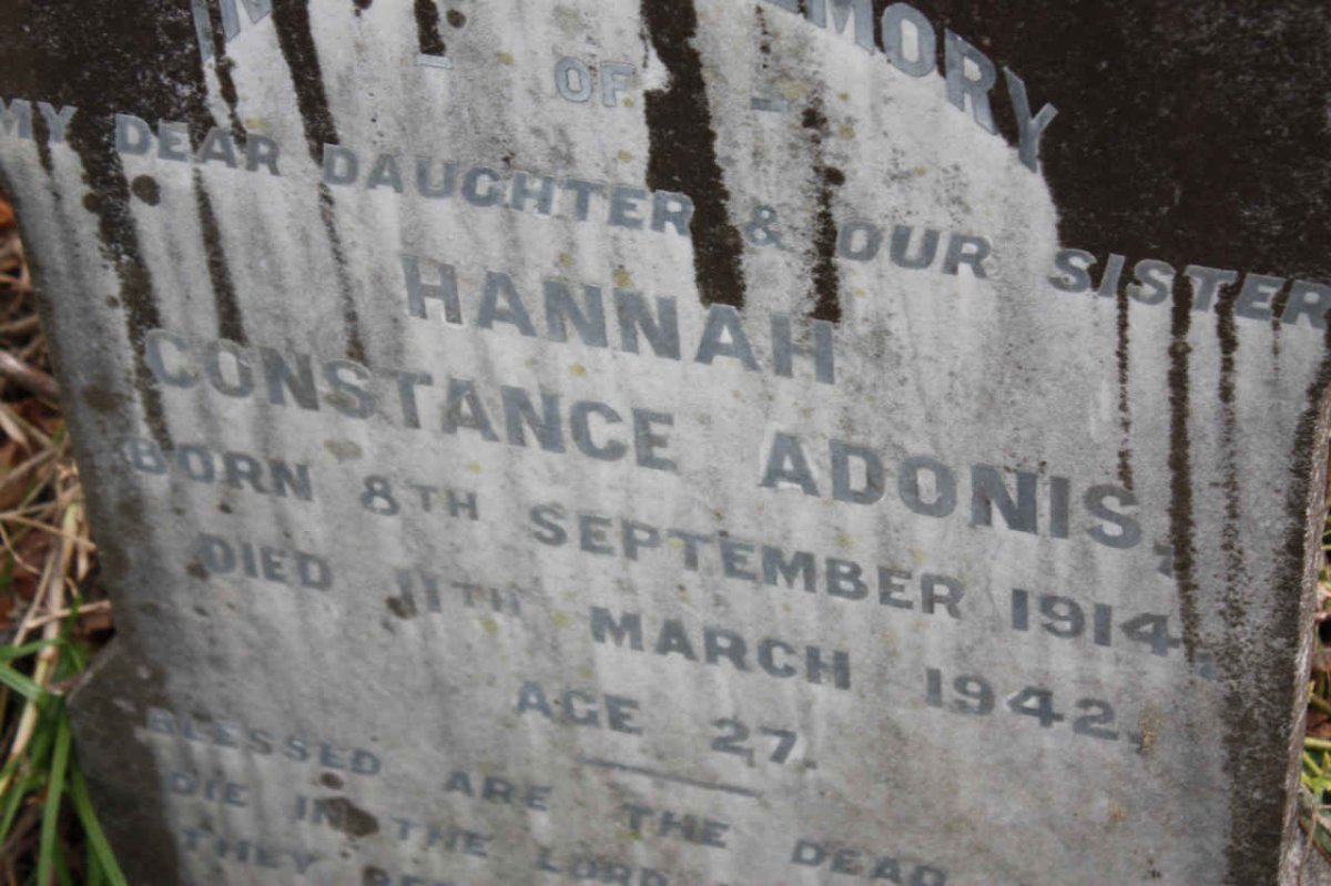 ADONIS Hannah Constance 1914-1942