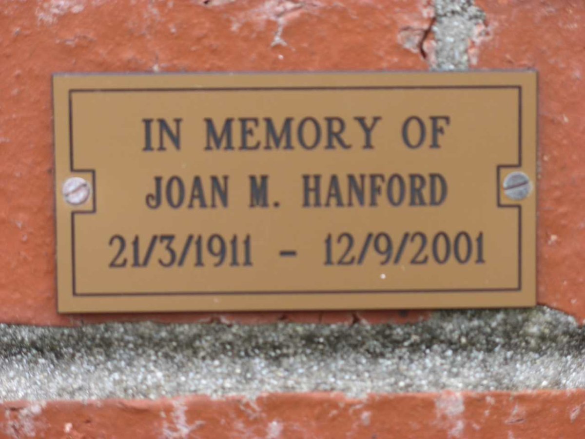 HANFORD Joan M. 1911-2001