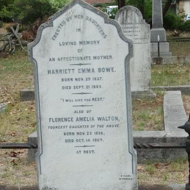 BOWE Harriett Emma 1827-1885 :: WALTON Florence Amelia 1856-1907