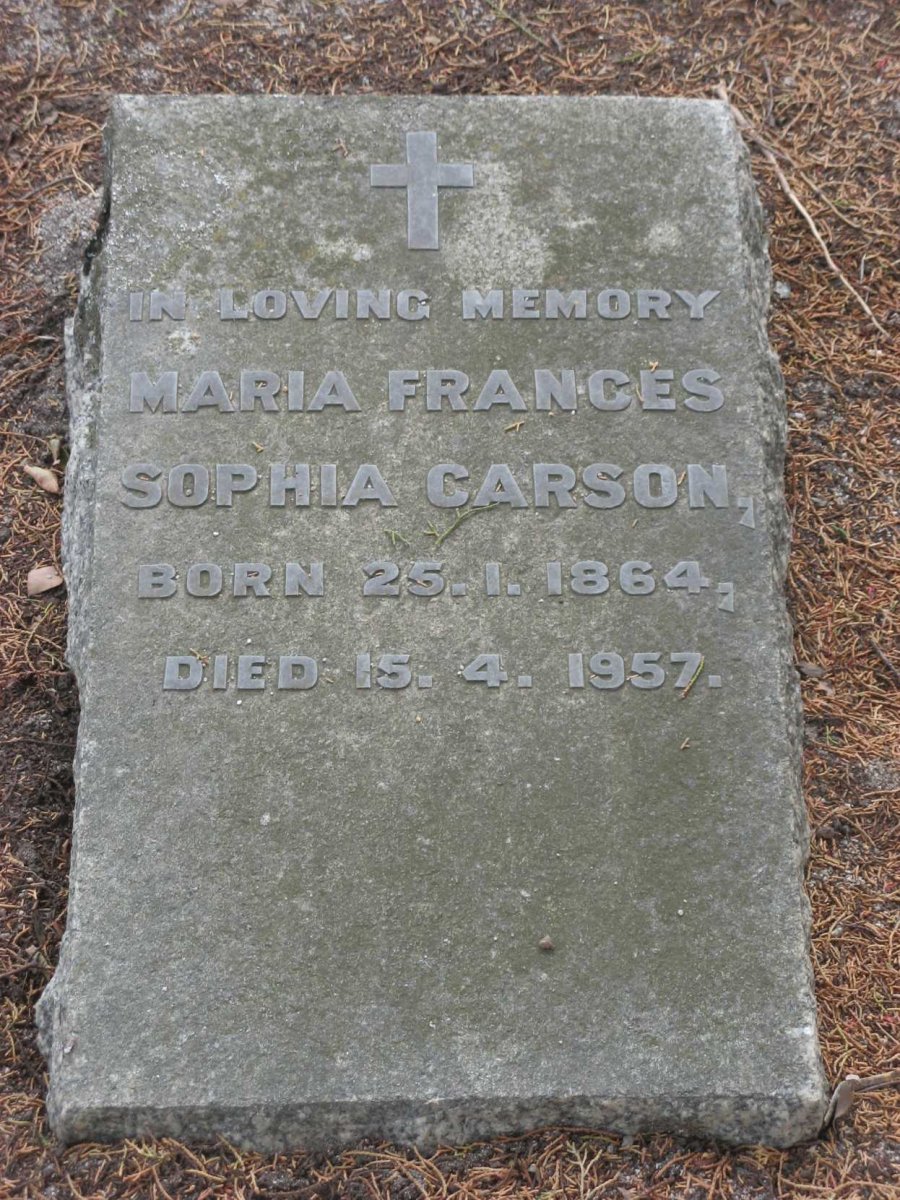 CARSON Maria Frances Sophia 1864-1957