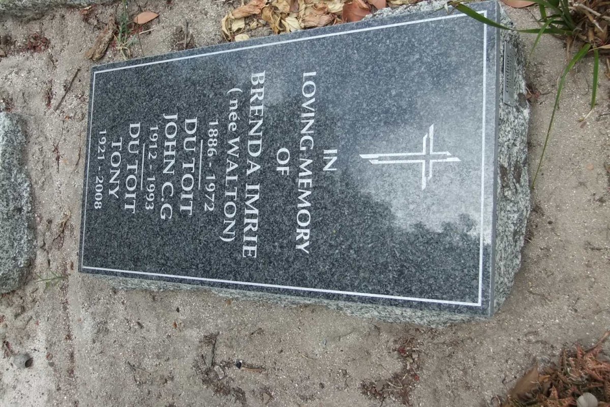 IMRIE Brenda nee WALTON 1886-1972 :: DU TOIT John C.G 1912-1993 :: DU TOIT Tony 1921-2008