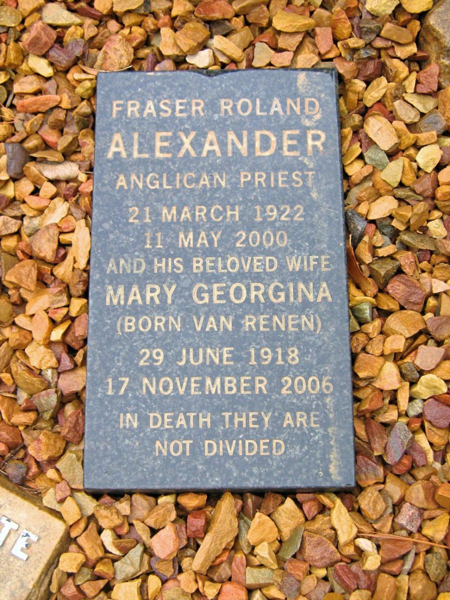 ALEXANDER Fraser Roland 1922-2000 &amp; Mary Georgina VAN RENEN 1918-2006