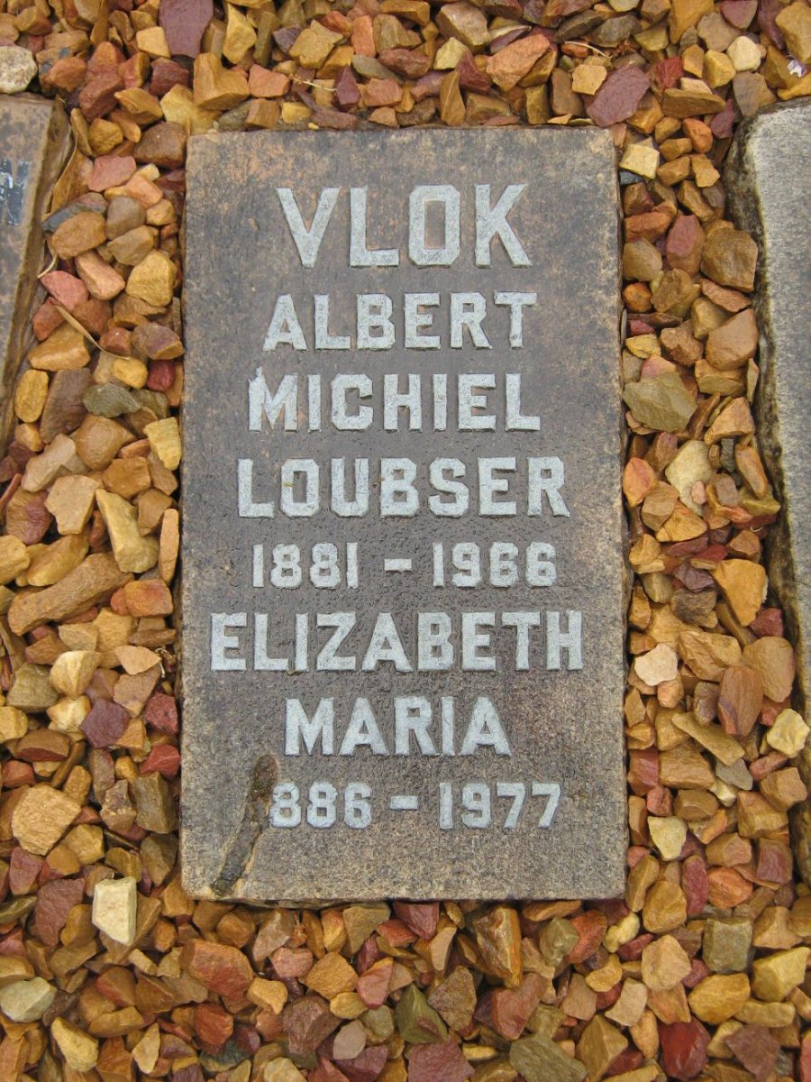 VLOK Albert Michiel Loubser 1881-1966 &amp; Elizabeth Maria 1886-1977