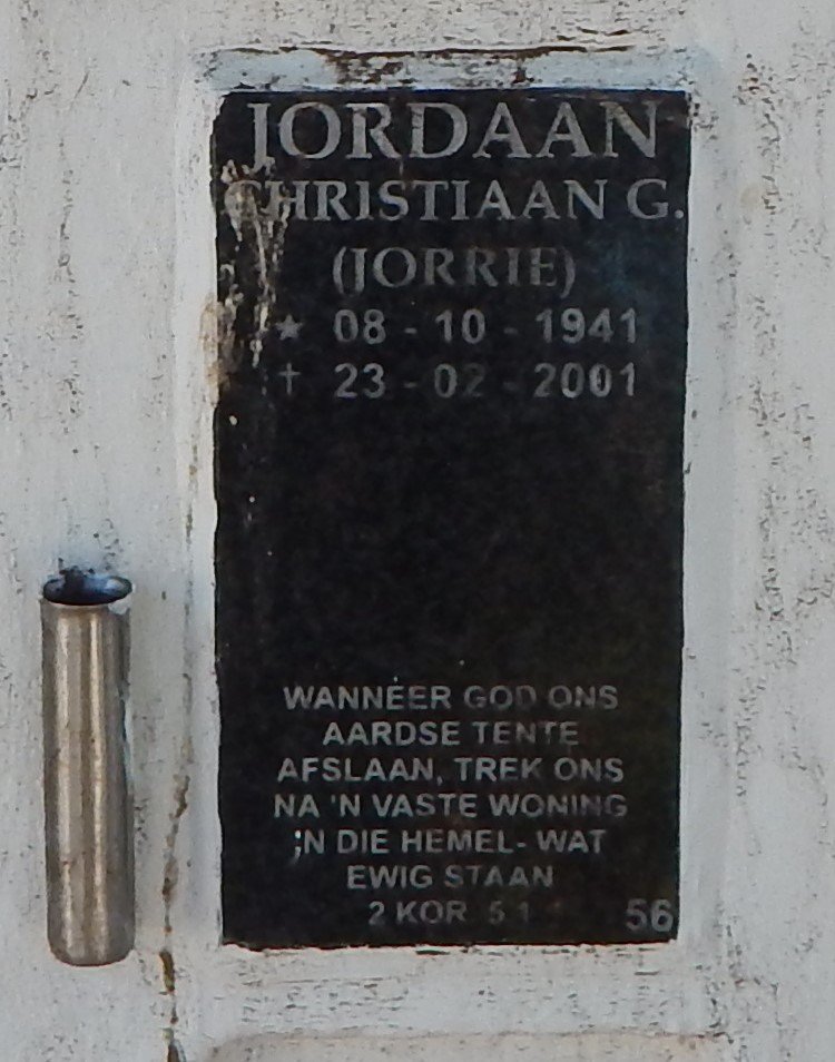 JORDAAN Christiaan G. 1941-2001