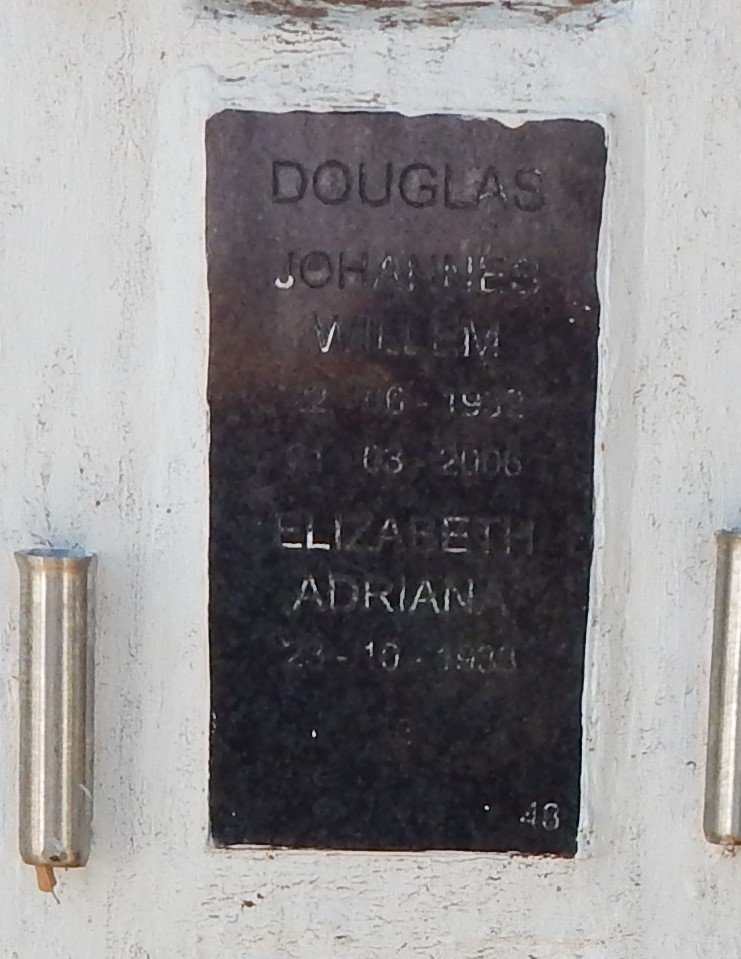 DOUGLAS Johannes Willem 1932-2006 &amp; Elizabeth Adriana 1933-