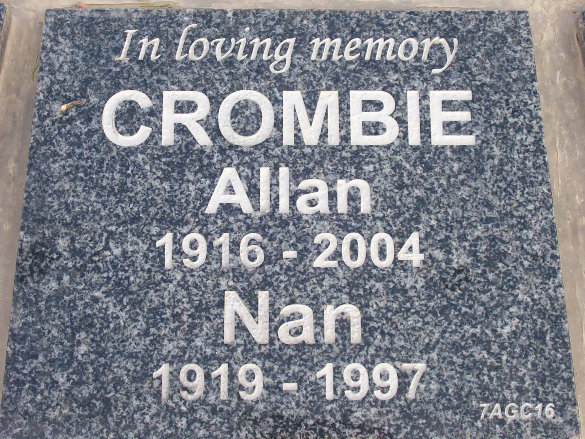 CROMBIE Allan 1916-2004 &amp; Nan 1919-1997