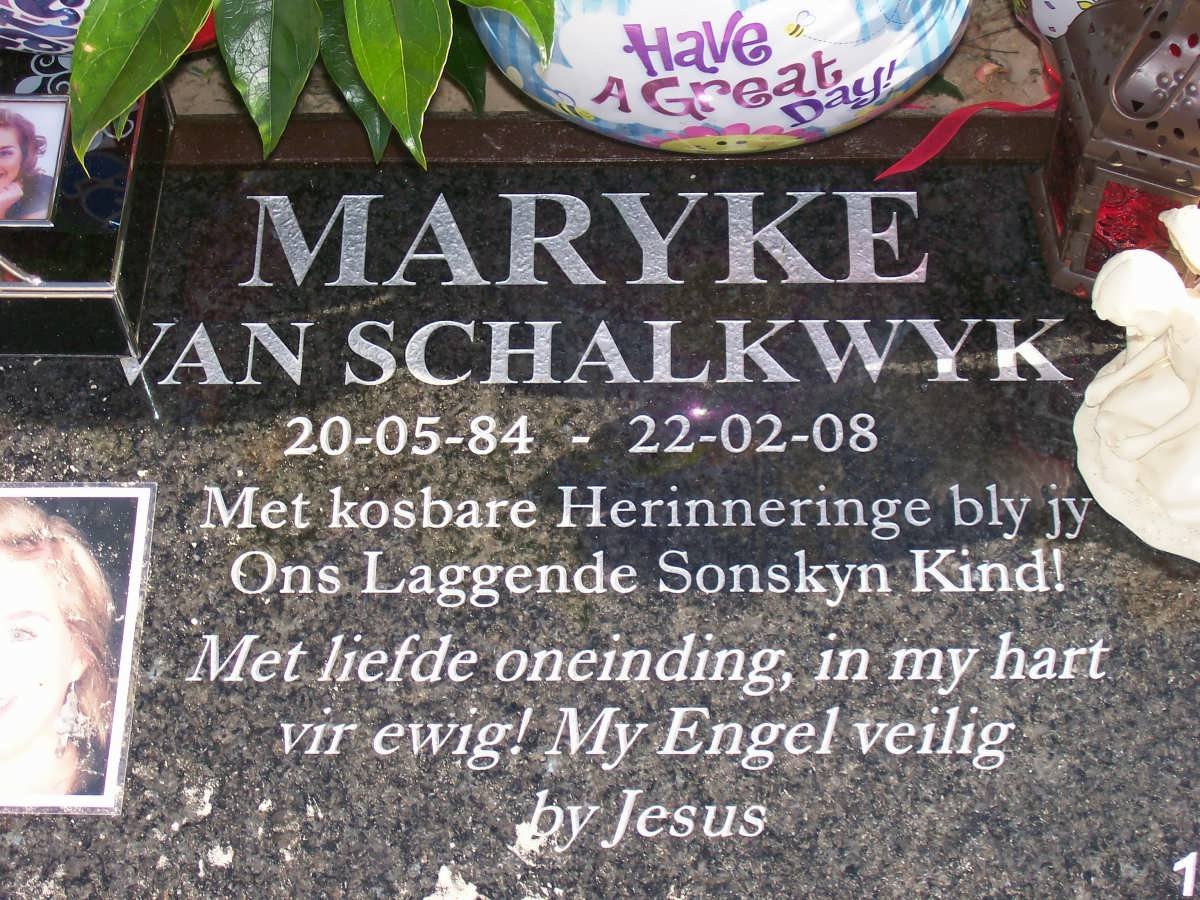 SCHALKWYK Maryke, van 1984-2008
