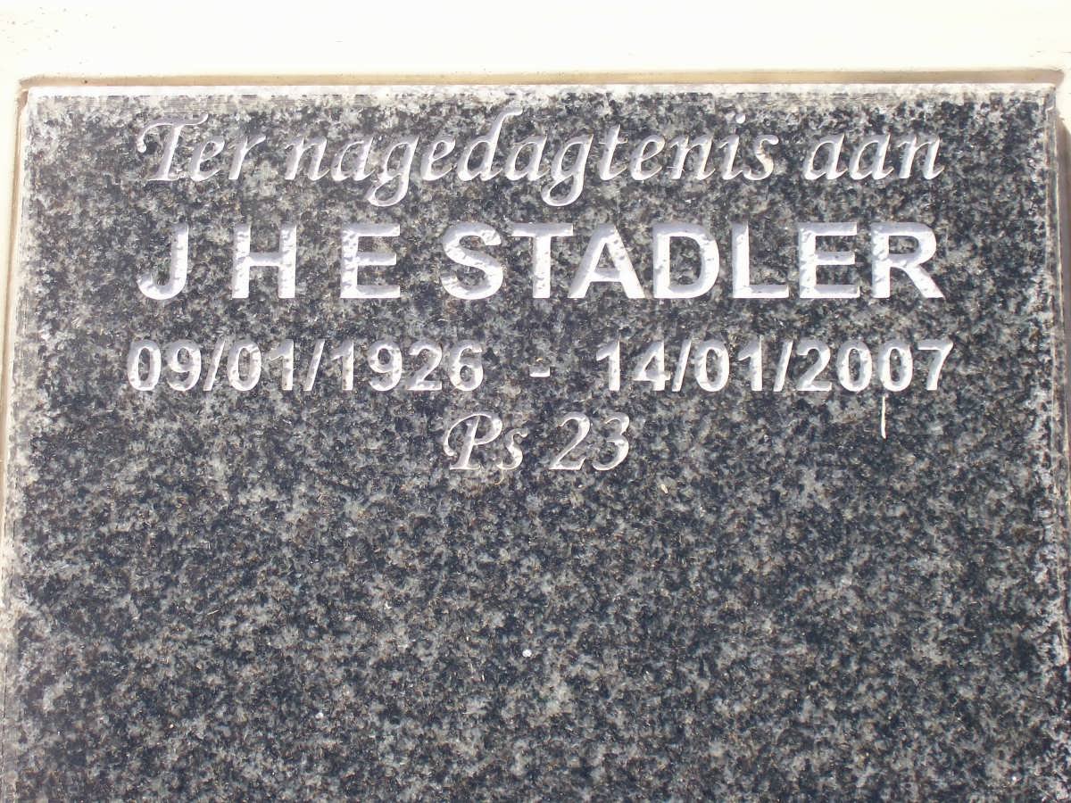 STADLER J.H.E. 1926-2007