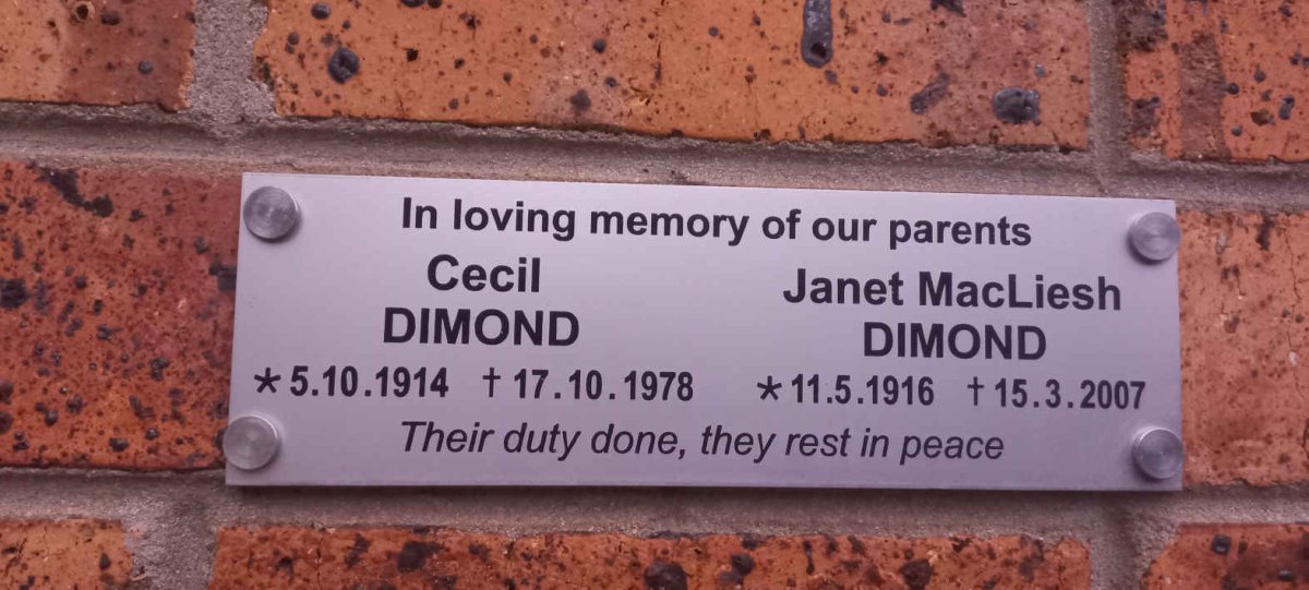DIMOND Cecil 1914-1978 & Janet MacLiesh 1916-2007
