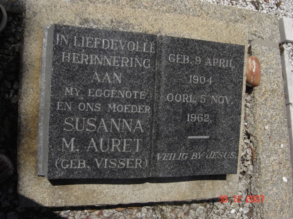 AURET Susanna M. nee VISSER 1904-1962
