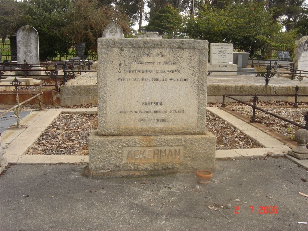 ACKERMAN Fransiscus Ewalverus 187?-1940 &amp; Francina 1869-191?