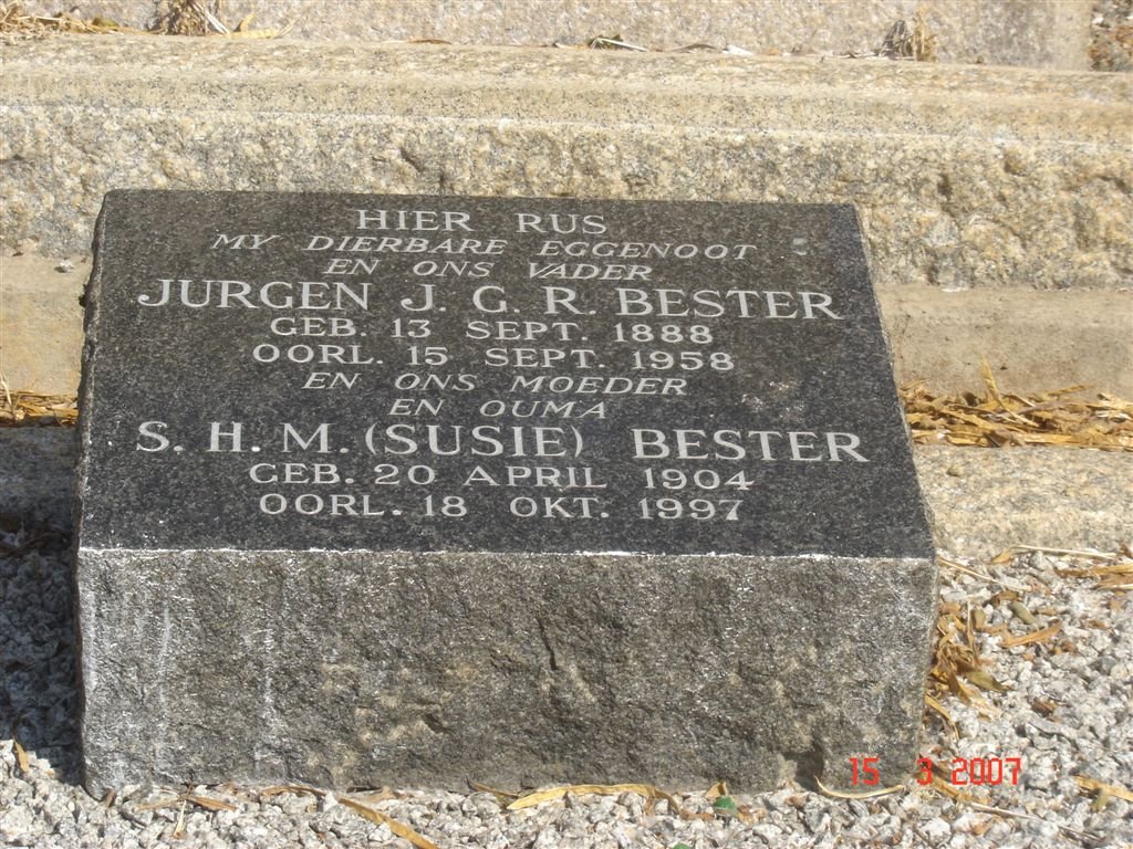 BESTER Jurgen J.G.R. 1888-1958 &amp; S.H.M. 1904-1997