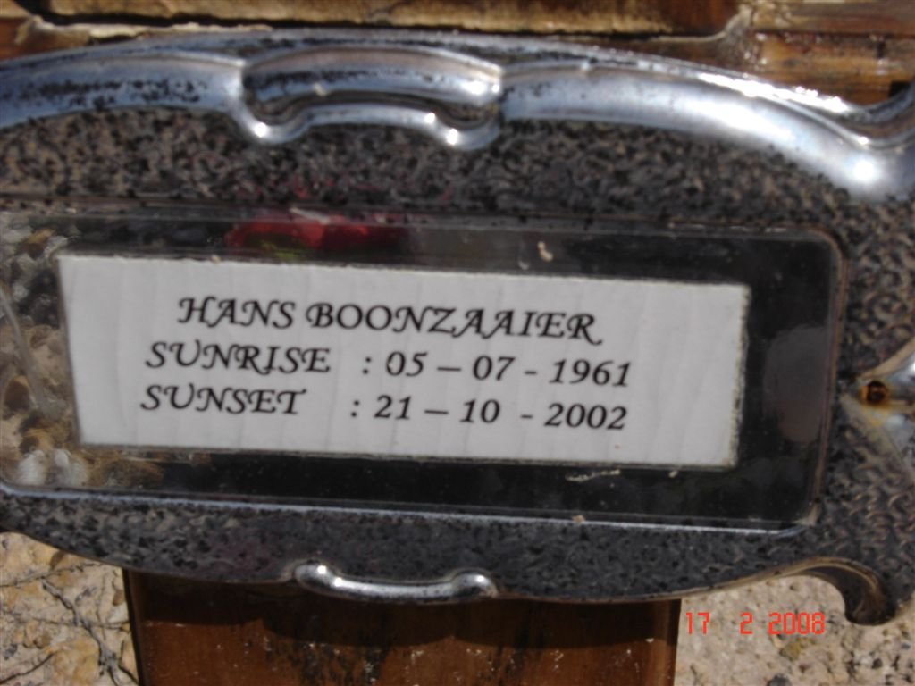 BOONZAAIER Hans 1961-2002