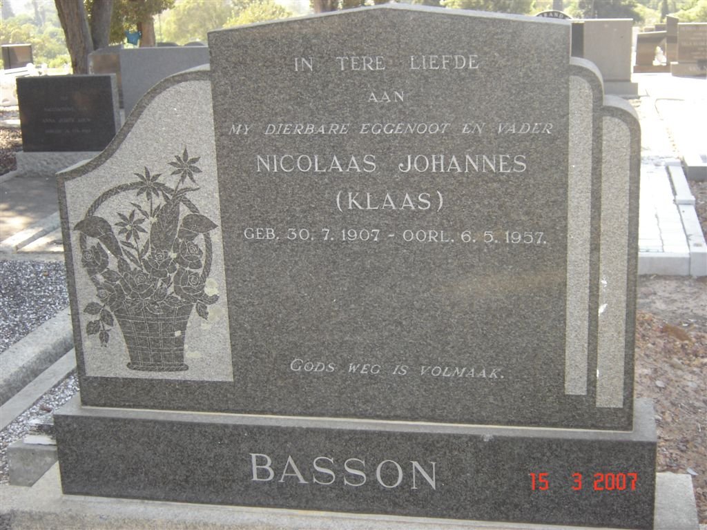BASSON Nicolaas Johannes 1907-1957