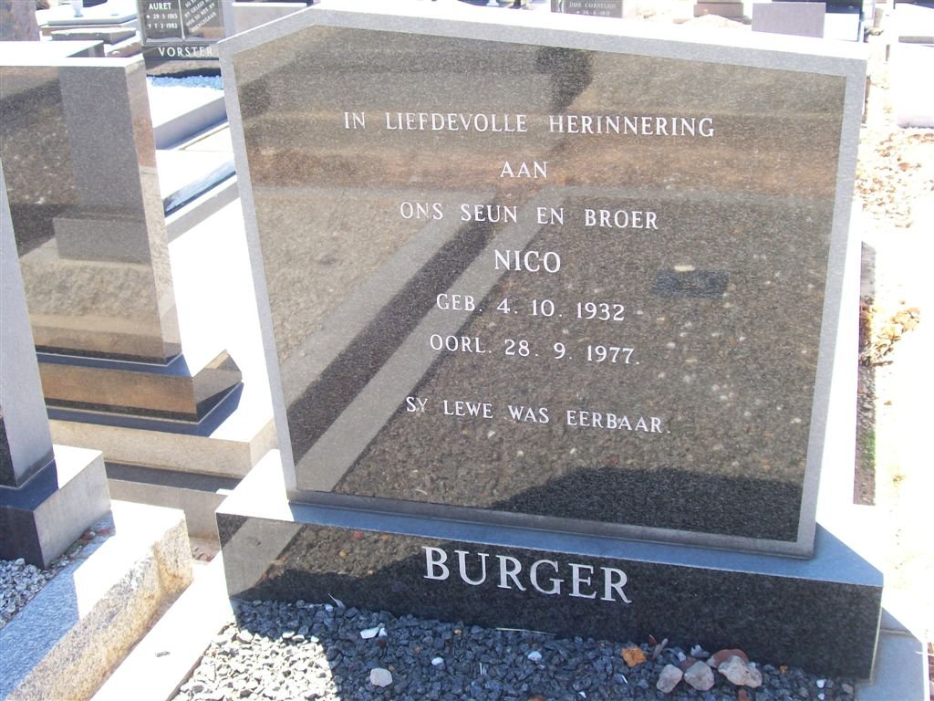 BURGER Nico 1932-1977