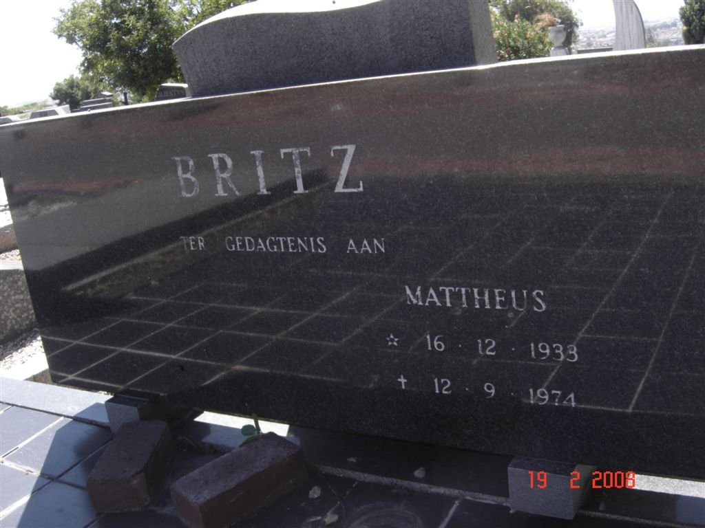 BRITZ Mattheus 1933-1974