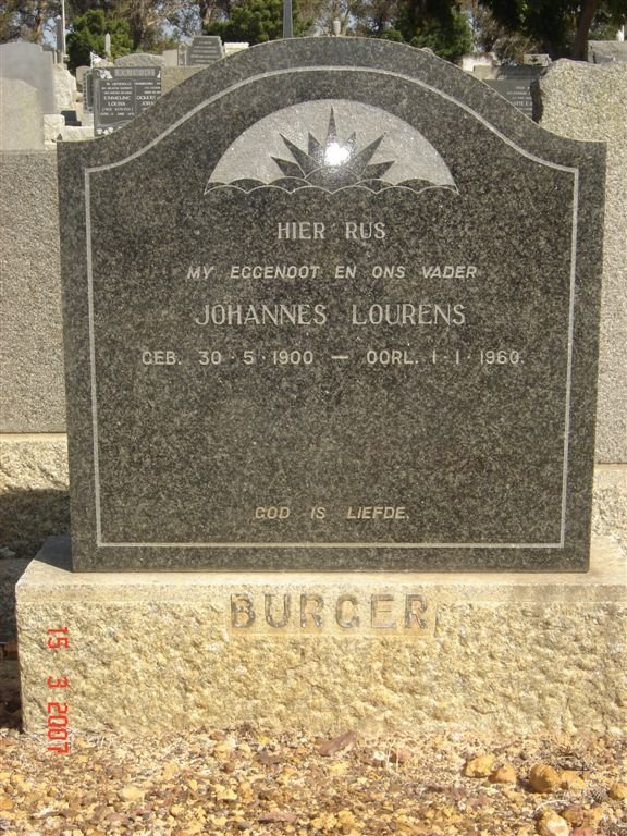 BURGER Johannes Lourens 1900-1960