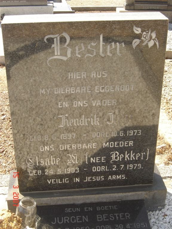 BESTER Hendrik J. 1897-1973 &amp; Elsabe ? BEKKER 1903-1979