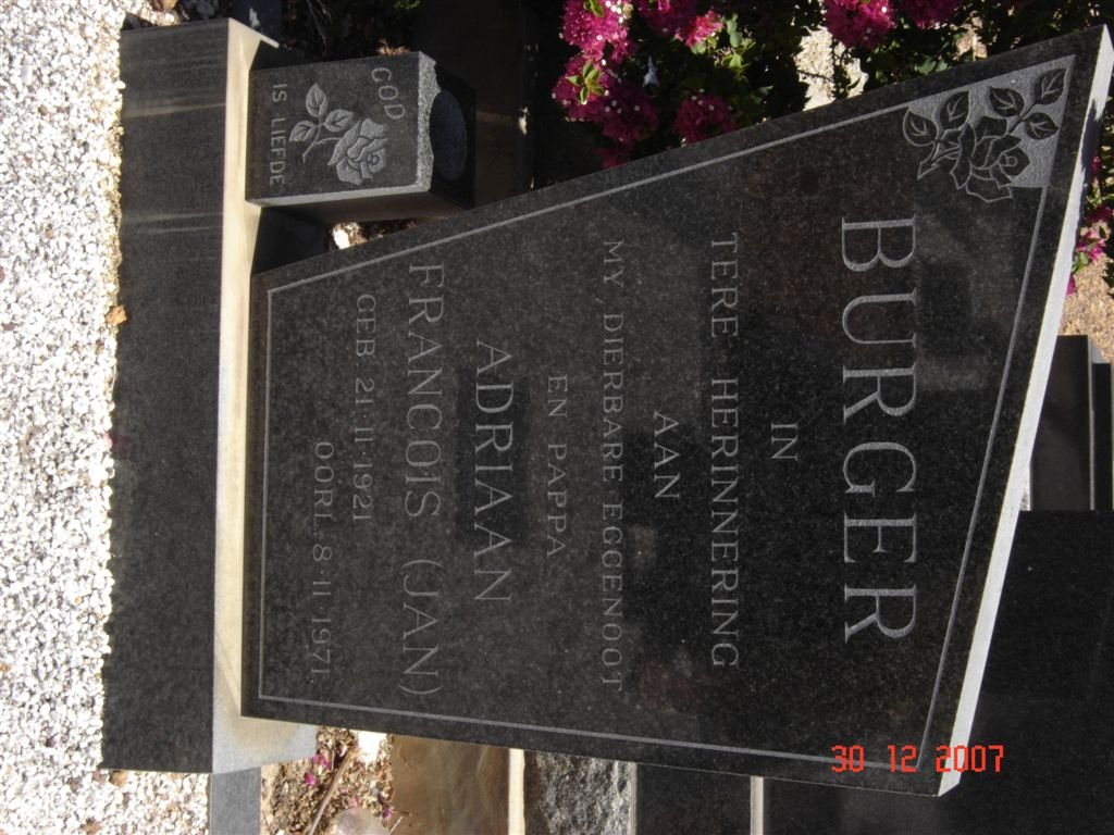 BURGER Adriaan Francois 1921-1971