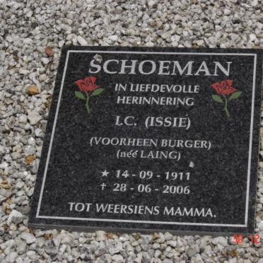 SCHOEMAN I.C. formerly BURGER nee LAING 1911-2006