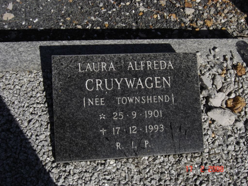 CRUYWAGEN Laura Alfreda nee TOWNSHEND 1901-1993