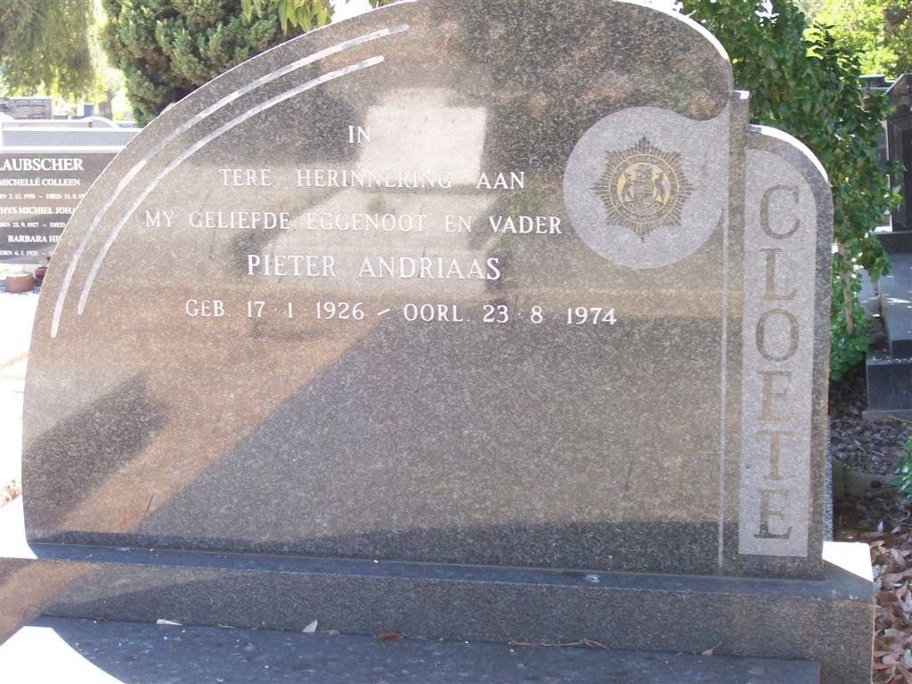 CLOETE Pieter Andriaas 1926-1974