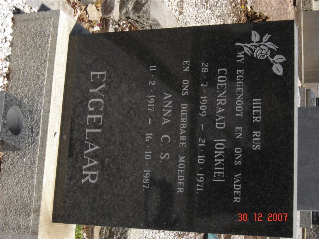 EYGELAAR Coenraad 1909-1971 &amp; Anna C.S. 1917-1987