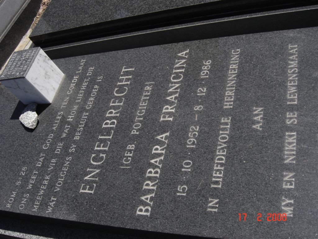 ENGELBRECHT Barbara Francina nee POTGIETER 1952-1986